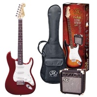 SX 3/4 Stratocaster Style Electric Guitar & Amp Pack - Candy Apple Red