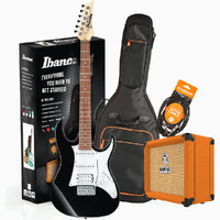 Ibanez RX40BKN Guitar Pack with Orange Crush Amplifier in Black Knight