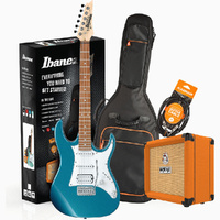 Ibanez RX40MLB Guitar Pack with Orange Crush Amplifier in Metallic Light Blue