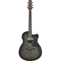 Ibanez AAM70CETBN AC/EL Guitar in Transparent Charcoal Burst Low Gloss Top, Natural Open pore Back & Sides