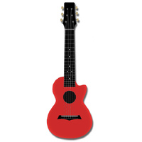 Kealoha Guitalele in Plain Coral Red with Black ABS Resin Body