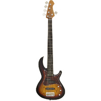 Aria 313MK2 Detroit Series 5-String Electric Bass Guitar in Open-Pore Sunburst Finish