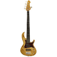 Aria 313MK2 Detroit Series 5-String Electric Bass Guitar in Open-Pore Natural Finish