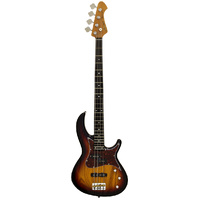 Aria 313MK2 Detroit Series 4-String Electric Bass Guitar in Open-Pore Sunburst Finish