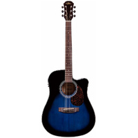 Aria ADW-01 Series Dreadnought AC/EL Guitar with Cutaway in Blue Shade Gloss Finish