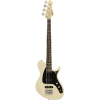 Aria J Series J-B Electric Bass Guitar in See-Thru Vintage White