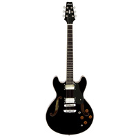 Aria TA-CLASSIC Semi-Hollow Electric Guitar in Black Gloss