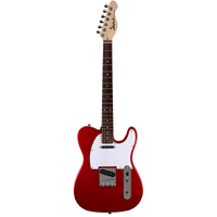 Aria Pro II TEG-Series Electric Guitar in Candy Apple Red with White Pickguard