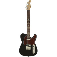 Aria Pro II TEG-Series Electric Guitar in Black with Red Tortoise Pickguard