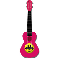 Kealoha "Smiley Face" Design Concert Ukulele with Pink ABS Resin Body