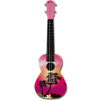 Kealoha "Sunset Palms" Design Concert Ukulele with Pink ABS Resin Body