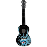 Kealoha "Lightning Skull" Design Concert Ukulele with Black ABS Resin Body