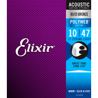 Elixir 11150 Polyweb 80/20 Acoustic Guitar Strings 12 String Light (10-47)