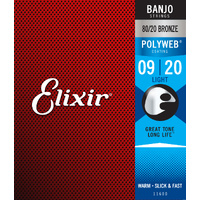 Elixir 11600 Polyweb 80/20 Bronze Banjo Strings Light (9-20)