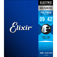 Elixir 12000 Polyweb Nickel Plated Steel Electric Guitar Strings Super Light (9-42)