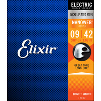 Elixir 12002 Nanoweb Nickel Plated Steel Electric Guitar Strings Super Light (9-42)