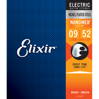 Elixir 12007 Nanoweb Nickel Plated Steel Electric Guitar Strings 7-String Super Light (9-52)