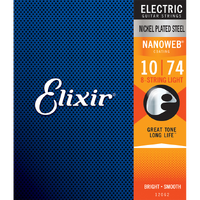 Elixir 12062 Nanoweb Nickel Plated Steel Electric Guitar Strings 8-String Light (10-74)