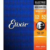 Elixir 12152 Nanoweb Nickel Plated Steel Electric Guitar Strings Heavy (12-52)