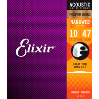 Elixir 16152 Nanoweb Phosphor Bronze 12-String Acoustic Guitar Strings Light (10-47)