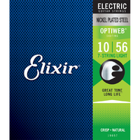 Elixir 19057 Optiweb Nickel Plated Steel Electric Guitar Strings 7-String Light (10-56)