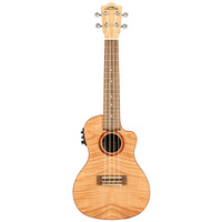 Lanikai Flamed Maple Series Concert AC/EL Ukulele in Natural Satin Finish