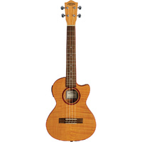 Lanikai Flamed Maple Series Thin-body Tenor AC/EL Ukulele in Natural Satin Finish