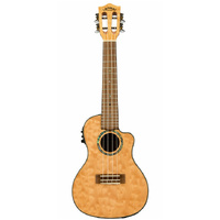 Lanikai Quilted Maple Concert AC/EL Ukulele in Natural Stain Gloss Finish