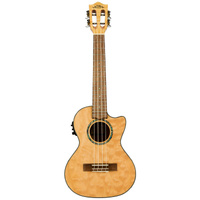 Lanikai Quilted Maple Tenor AC/EL Ukulele in Natural Stain Gloss Finish