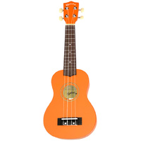 Kealoha Wooden Coloured Series Soprano Ukulele with Bag in Orange Finish