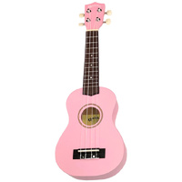 Kealoha Wooden Coloured Series Soprano Ukulele with Bag in Pink Finish