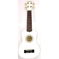 Kealoha Wooden Coloured Series Soprano Ukulele with Bag in White Finish