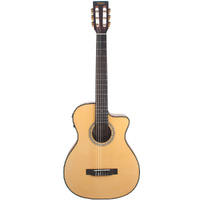 Valencia VA434CE AC/EL Nylon Acoustic Guitar with Cutaway in Satin Natural - Full Size