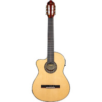 Valencia VC564CEL Left Hand AC/EL Classical Guitar with Cutaway in High Gloss Natural - Full Size