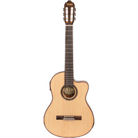 Valencia VC704CE AC/EL Classical Guitar with Cutaway in Satin Natural - Full Size