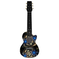 Kealoha Guitalele in Electric Blue Stars Design with Black ABS Resin Body