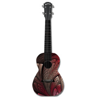 Kealoha "Feather Amour" Design Concert Ukulele with Black ABS Resin Body