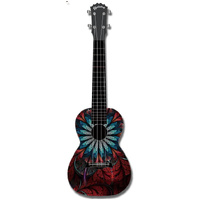 Kealoha "Dragons Flower" Design Concert Ukulele with Black ABS Resin Body